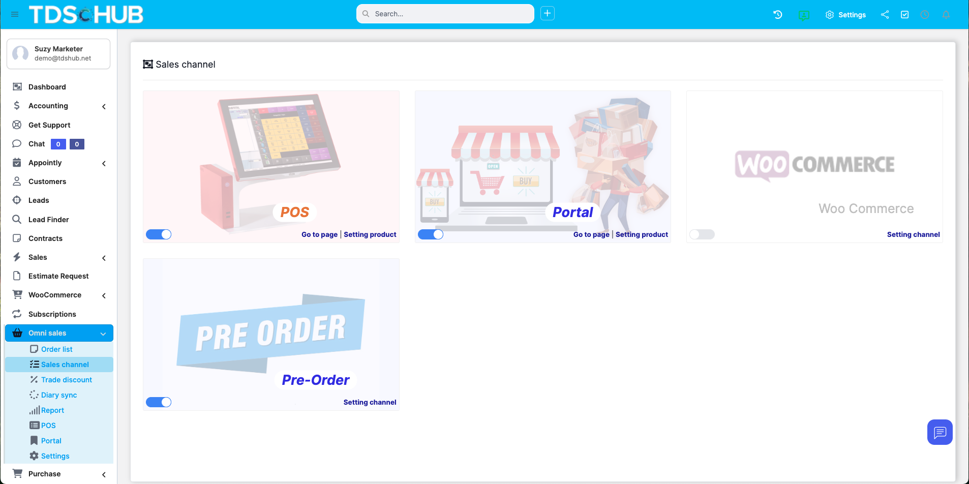 Retail and ecommerce sales channels - POS system, portal, WooCommerce Integration, and Pre-Order