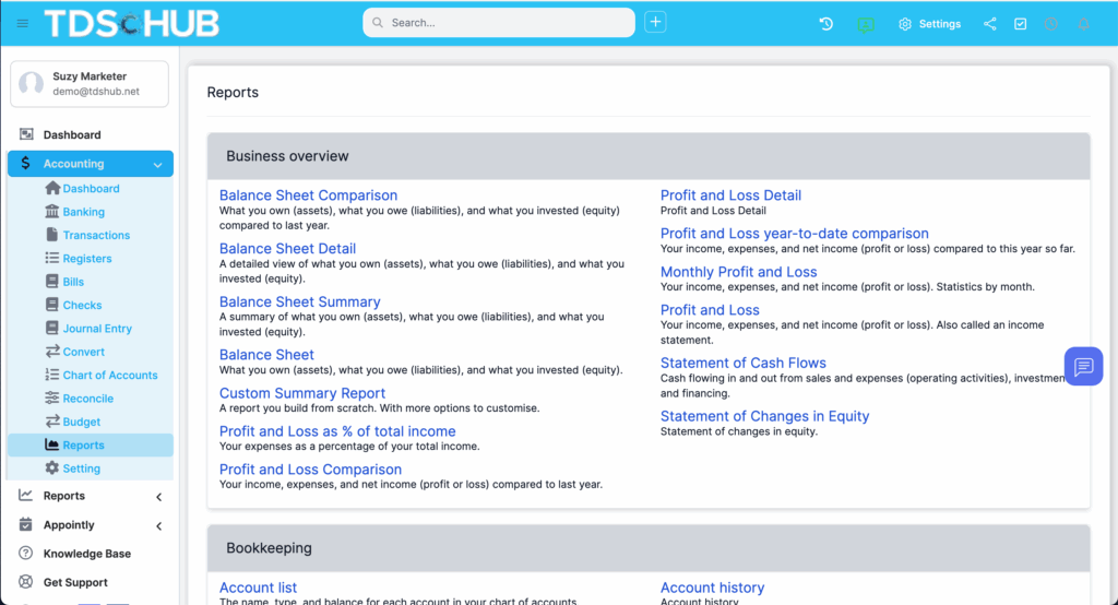Accounting Index of Reports Selection
