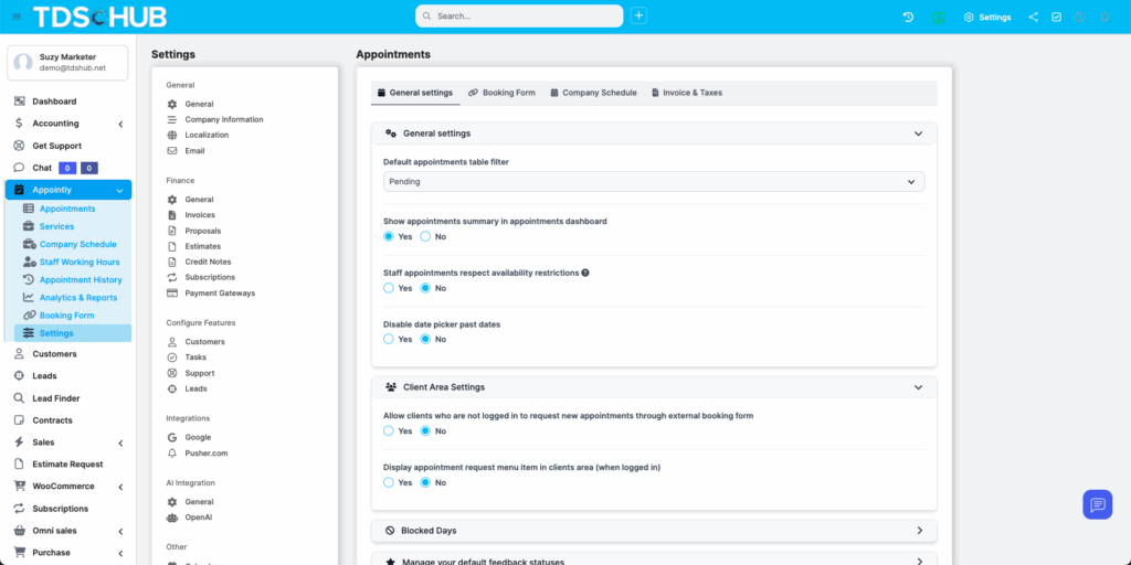 Customizable Settings